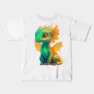 Golden Cute Dragon| Dragon Cove New Design Kids T-Shirt